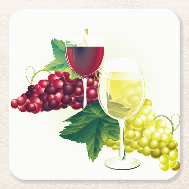Wine & Grapes Paper Coasters (Front)