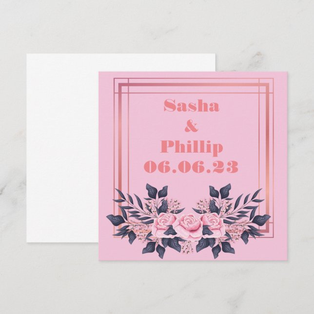 Wine Grapes Personalized Flowers Pink Invitation (Front/Back)