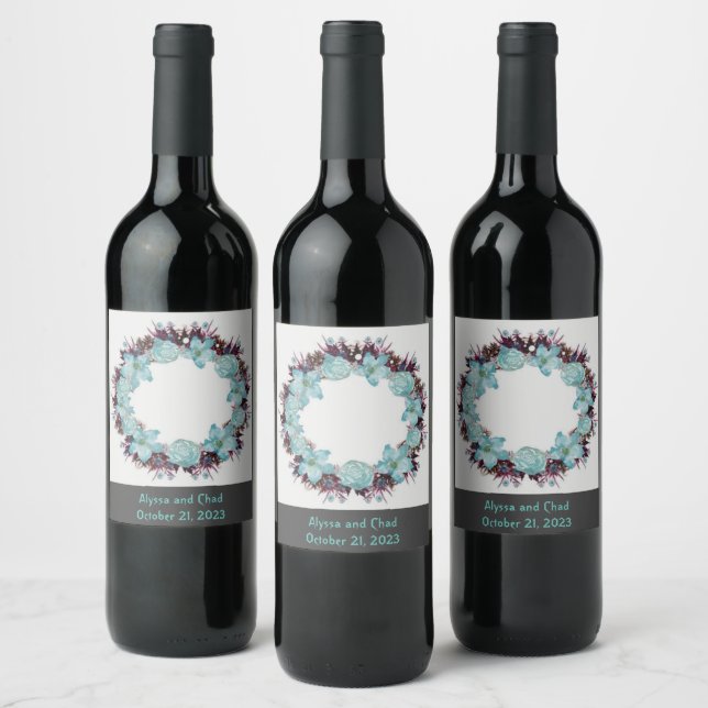 Wine Grapes Personalized Flowers Red White Label (Bottles)