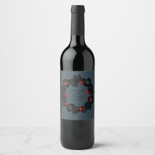Wine Grapes Personalized Flowers Red White Label (Front)