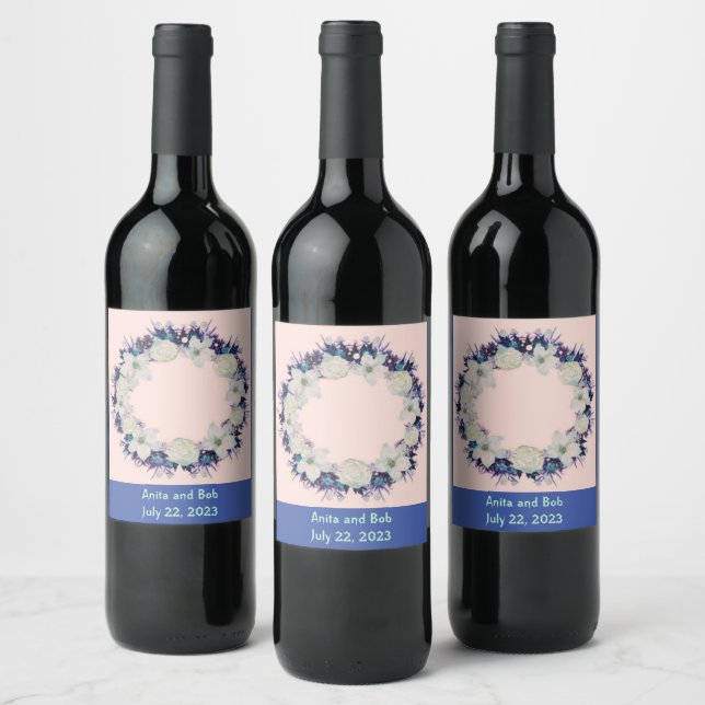 Wine Grapes Personalized Flowers Red White Label (Bottles)