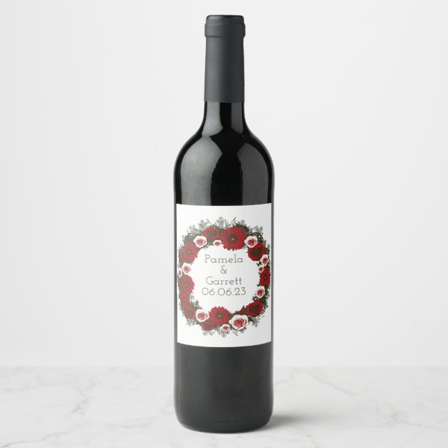 Wine Grapes Personalized Flowers Red White Label (Front)
