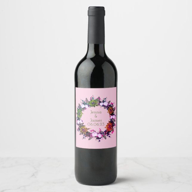 Wine Grapes Personalized Flowers Red White Label (Front)