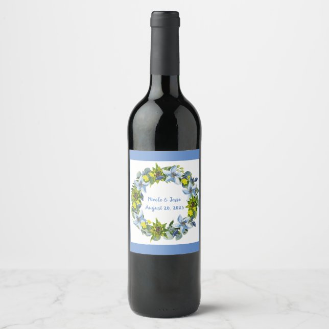 Wine Grapes Personalized Flowers Red White Label (Front)