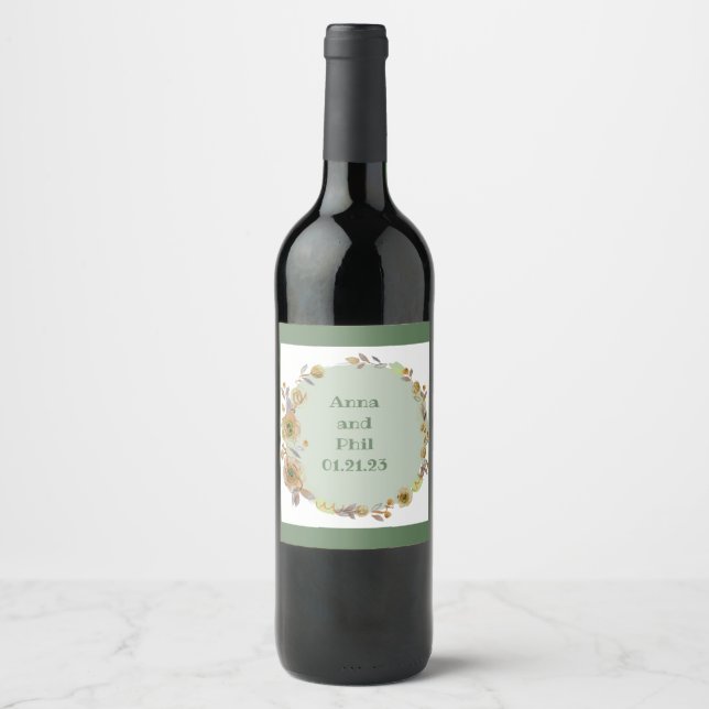 Wine Grapes Personalized Flowers Red White Label (Front)