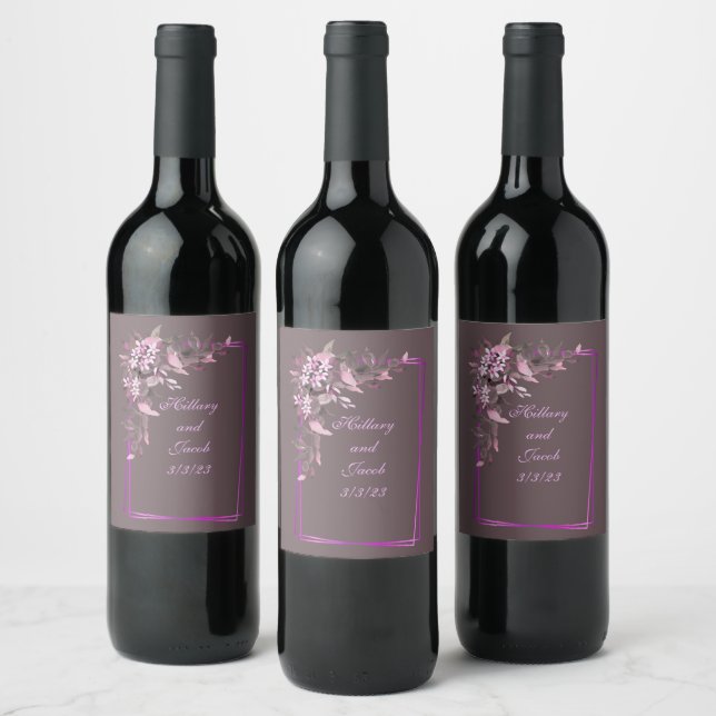 Wine Grapes Personalized Flowers Red White Label (Bottles)
