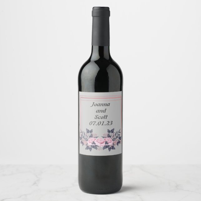Wine Grapes Personalized Flowers Red White Label (Front)