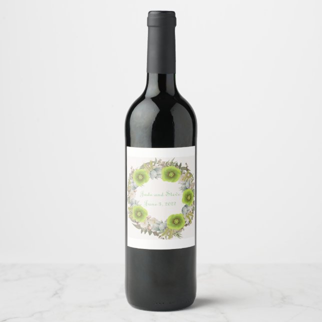 Wine Grapes Personalized Flowers Red White Label (Front)