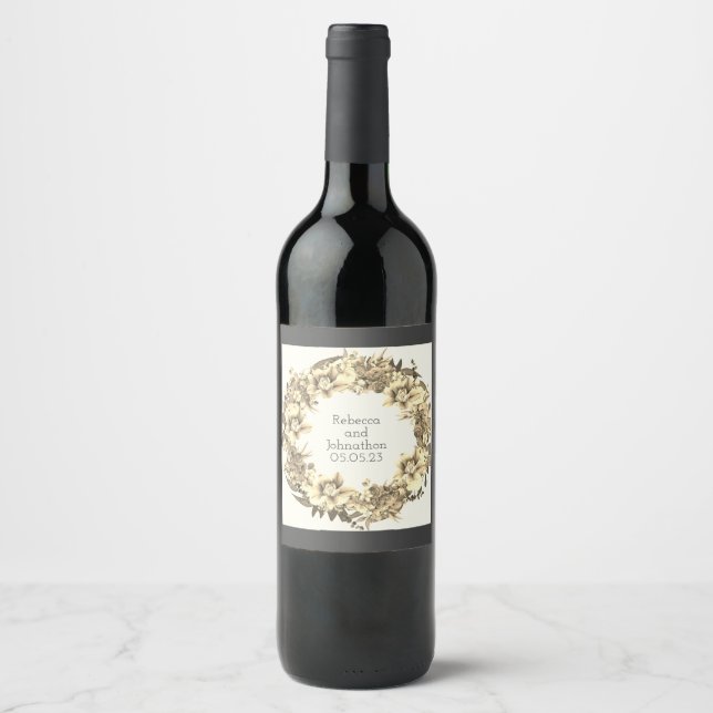 Wine Grapes Personalized Flowers Red White Label (Front)