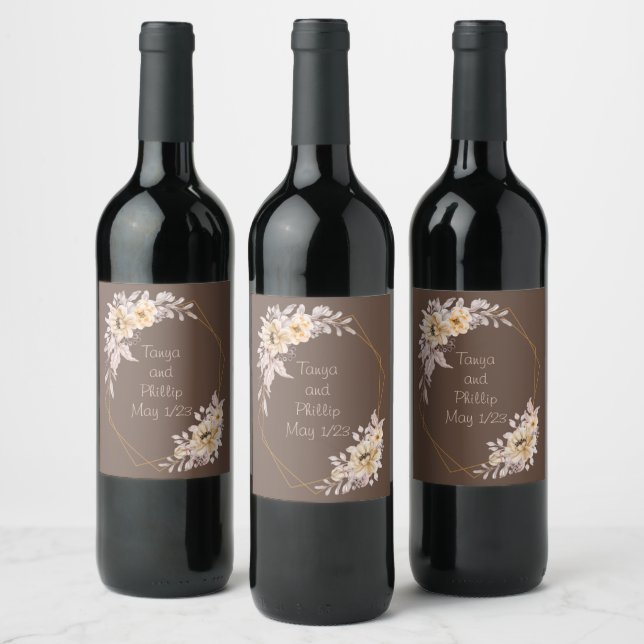 Wine Grapes Personalized Flowers Red White Label (Bottles)