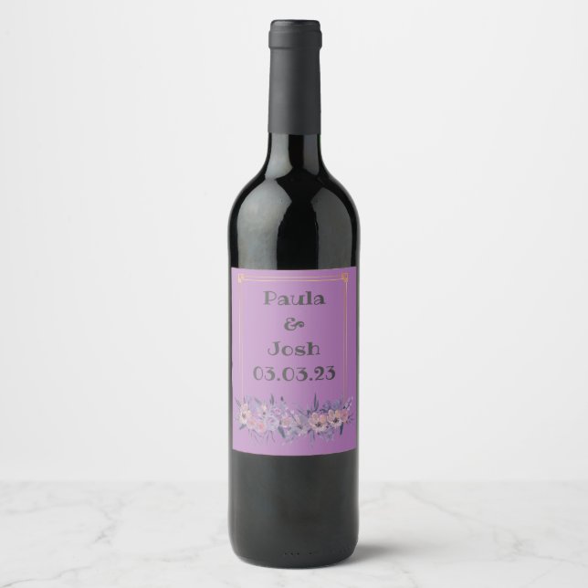 Wine Grapes Personalized Flowers Red White Label (Front)