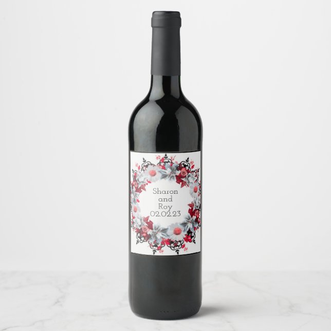 Wine Grapes Personalized Flowers Red White Label (Front)