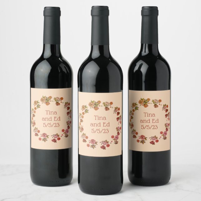 Wine Grapes Personalized Flowers Red White Label (Bottles)