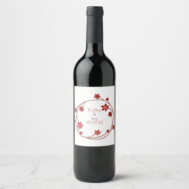 Wine Grapes Personalized Flowers Red White Label (Front)