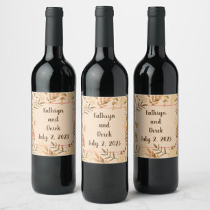 Wine Grapes Personalized Flowers Red White Wine Label