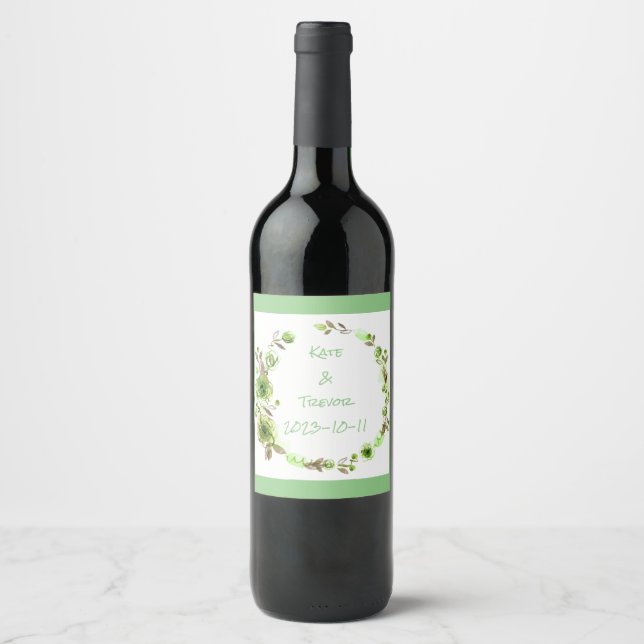 Wine Grapes Personalized Flowers Red White Wine Label (Front)