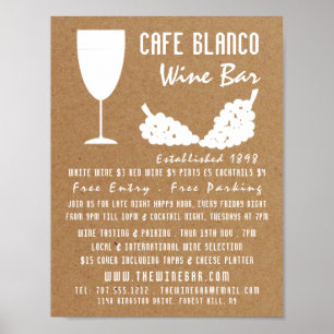 Wine & Grapes, Rustic Wine Bar/Winery Advertising Poster