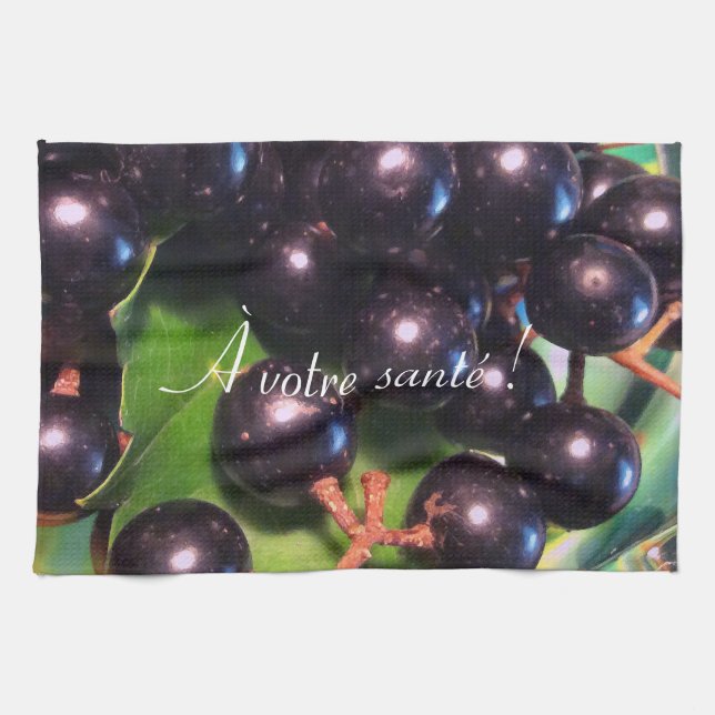 Wine Grapes Tea Towel (Horizontal)