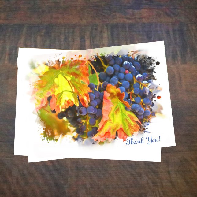 Wine Grapes Thank You with Minimalist Style Thanks Holiday Card (Creator Uploaded)