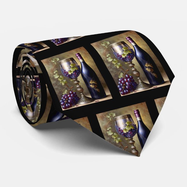 Wine Grapes Tuscan Vintage Wine Lovers Tie (Rolled)