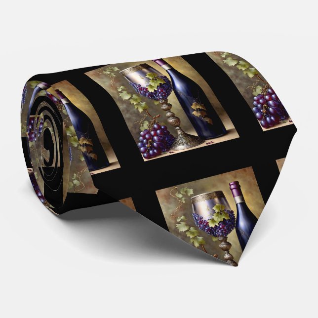 Wine Grapes Tuscan Vintage Wine Lovers Tie (Rolled)