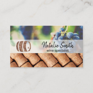 Wine Grapes   Wine Barrel   Corks Business Card