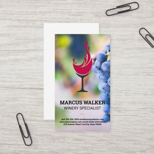 Wine Grapes | Wine Glass Splash Business Card (Front/Back In Situ)