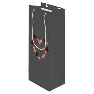 Wine-grey gift bag with a pink and red heart
