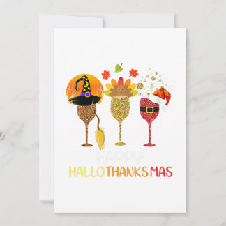 Wine Hallothanksmas Halloween Christmas Thanksgivi Invitation