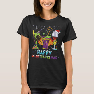 Wine Halloween Thanksgiving Christmas Happy Hallot T-Shirt