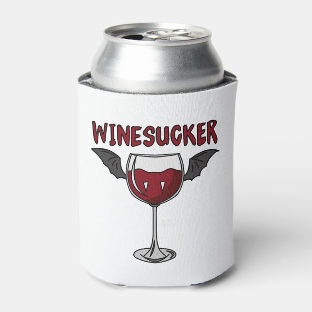 wine halloween vampire wings blood beer party bite can cooler (Can Front)