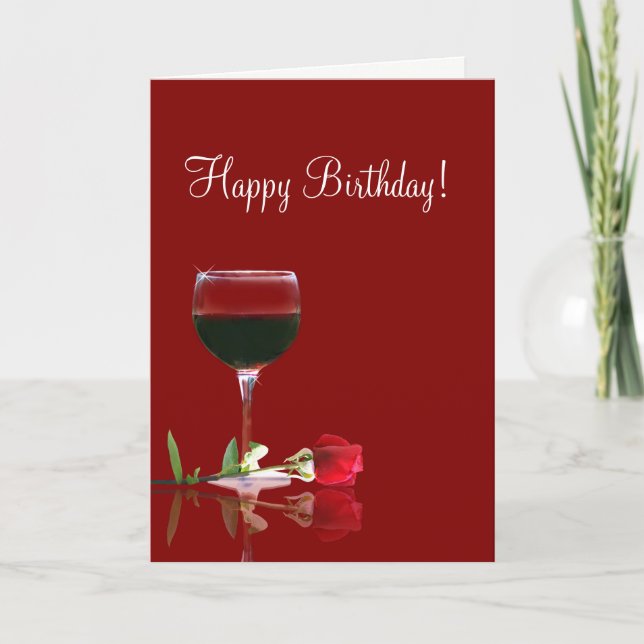 Wine Happy Birthday Friend Card (Front)