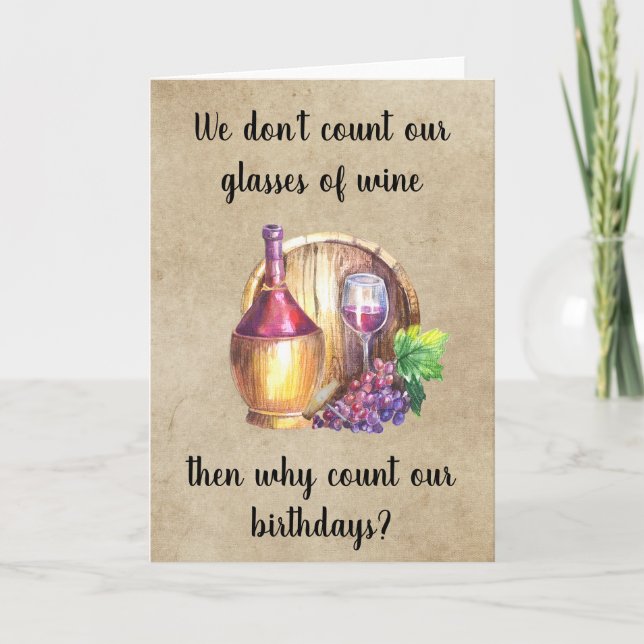 Wine Happy Birthday Funny Humour Card (Front)
