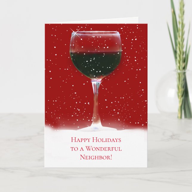 Wine Happy Holidays Christmas to Neighbour  Card (Front)