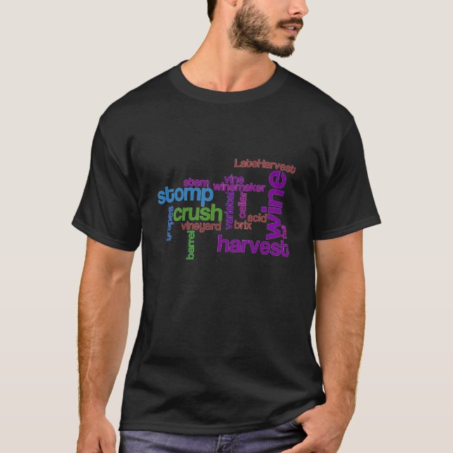 Wine Harvest Words T-Shirt (Front)