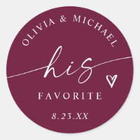 Wine His Favorite Modern Script Wedding Treat Bag