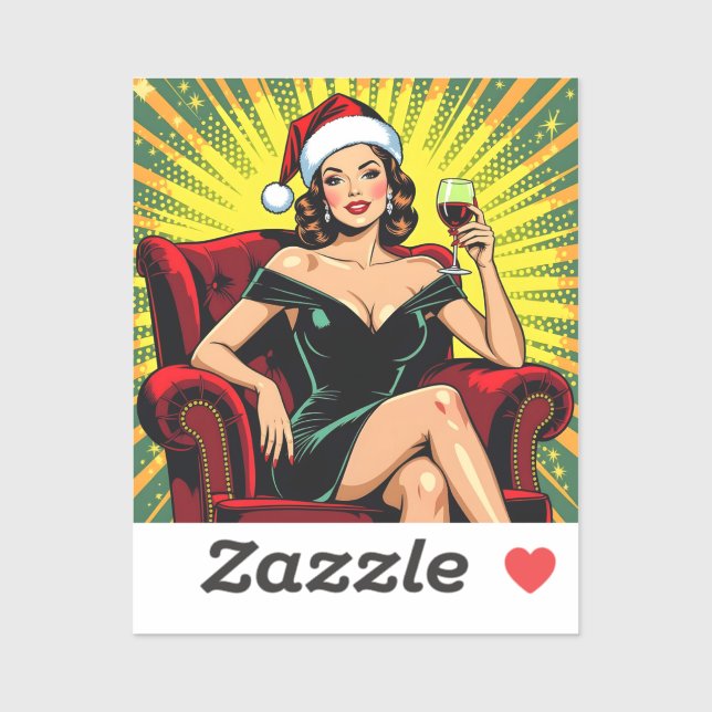 Wine Humor Retro Pop Art Christmas (Sheet)