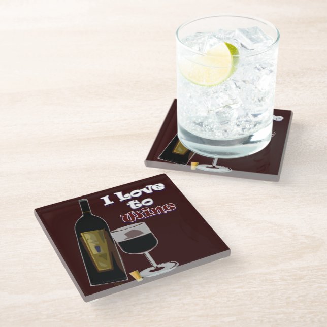 Wine Humour Glass Bottle Barware Coaster (Angled)