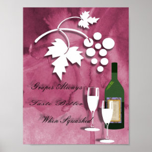 Wine Humour Purple White Art Print Poster