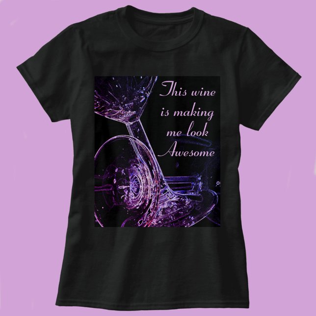 Wine Humour Toppled Goblets Flirty Purple and Blac T-Shirt (Creator Uploaded)