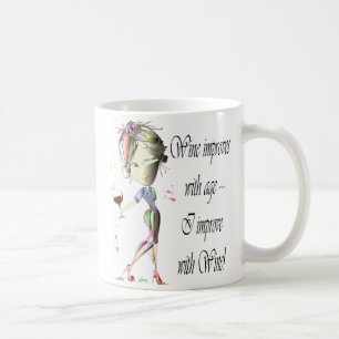 Wine improves with age, humourous art gifts coffee mug