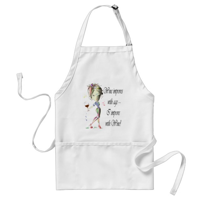 Wine improves with age, humourous Women and Wine Standard Apron (Front)