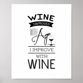 Wine Improves with Age I Improve with Wine. Quote Poster