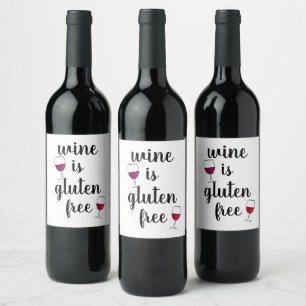 Wine is Gluten Free Funny Wine Label