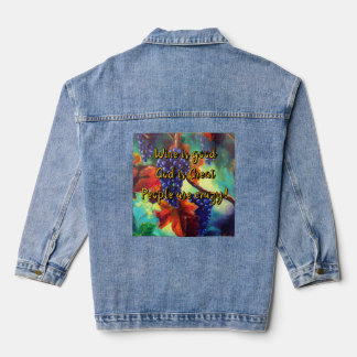 Wine is good grape vine denim jacket