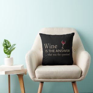 Wine is the answer funny wine quote cushion
