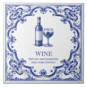 Wine Kitchen Blessing Blue Italian Ceramic Tile