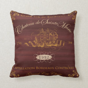Wine Label Art, Wine Chateaux I Pillow