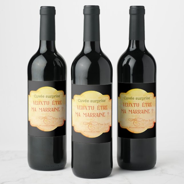 Wine label. Do you want to be my godmother? Label (Bottles)