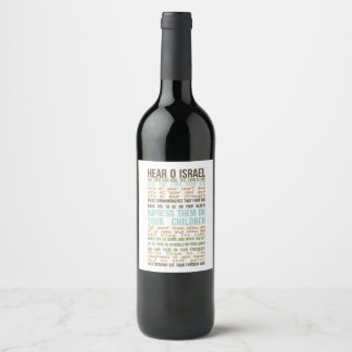 Wine label featuring Shema prayer in English